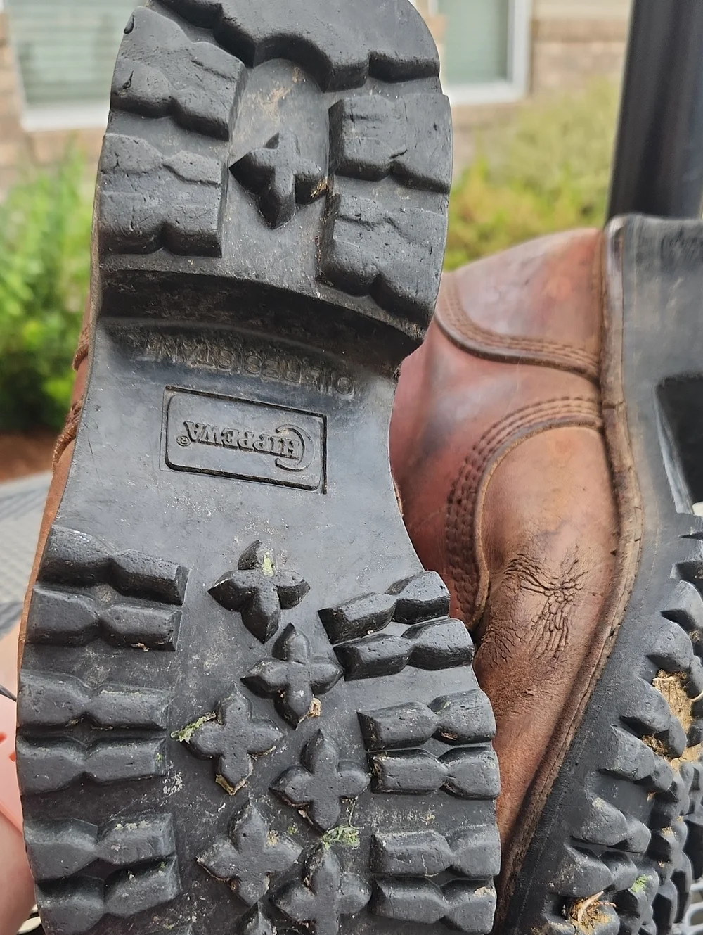 Womens Chippewa Brown Leather Work Boots 8
